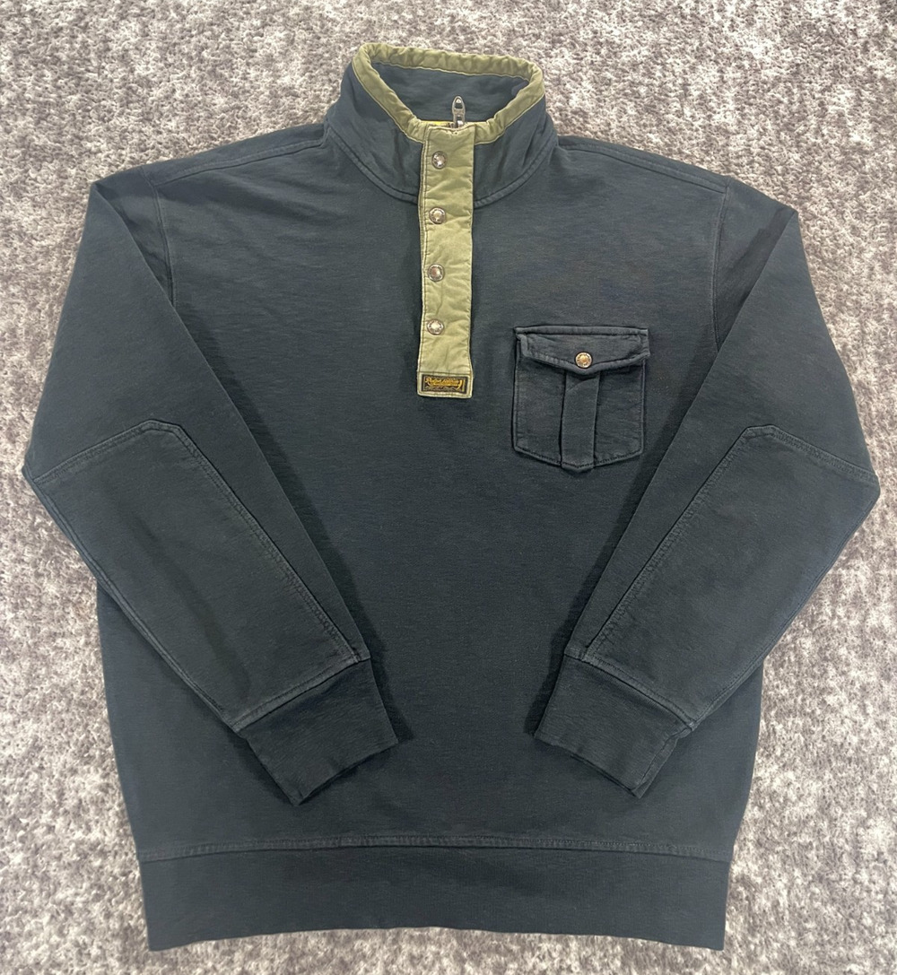 Vintage 90s Polo Ralph Lauren Military 1/4 Button Up Sweatshirt Talon Zip LT